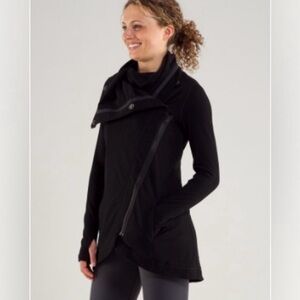 Women's Black Method Wrap - Asymmetrical Zip Sweater